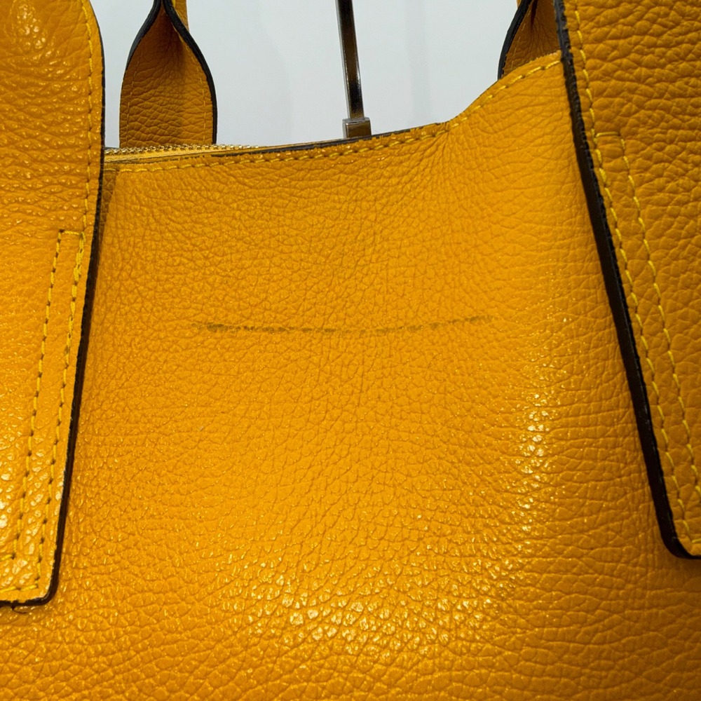 Luana Ferracuti Yellow Pebbled Leather Satchel Bag Made in Italy Crossbody - Picture 5 of 13